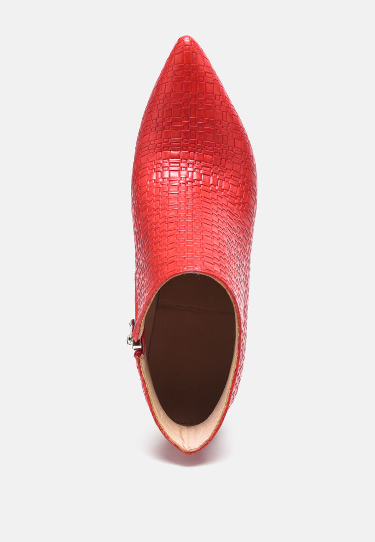 lolita woven texture stiletto boot#color_red