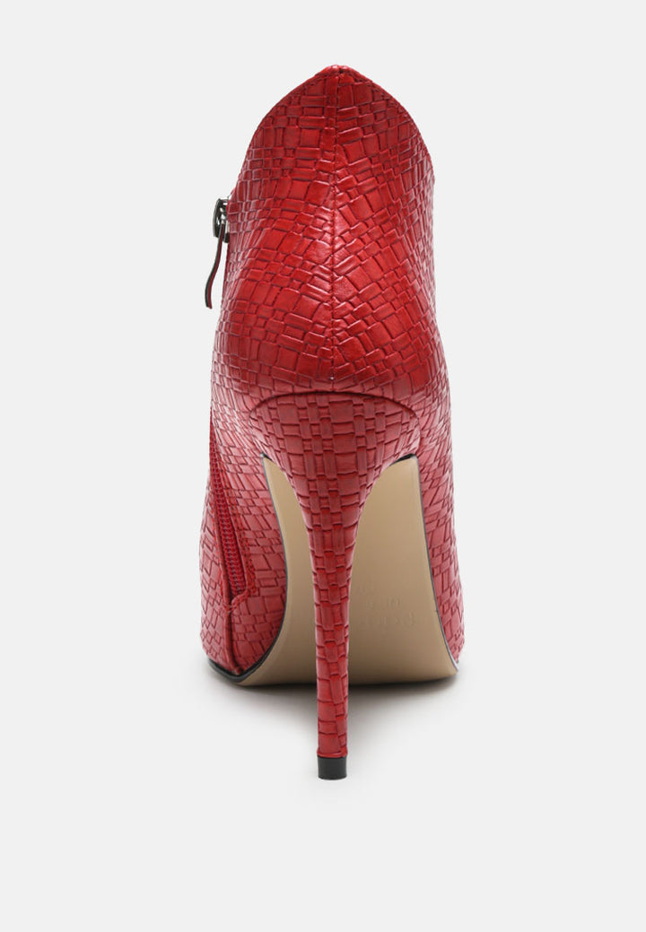 lolita woven texture stiletto boot#color_red