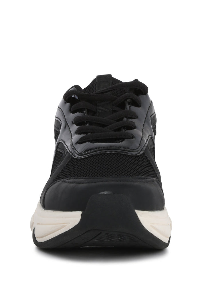 tyler active lace-up chunky sole trainers#color_black