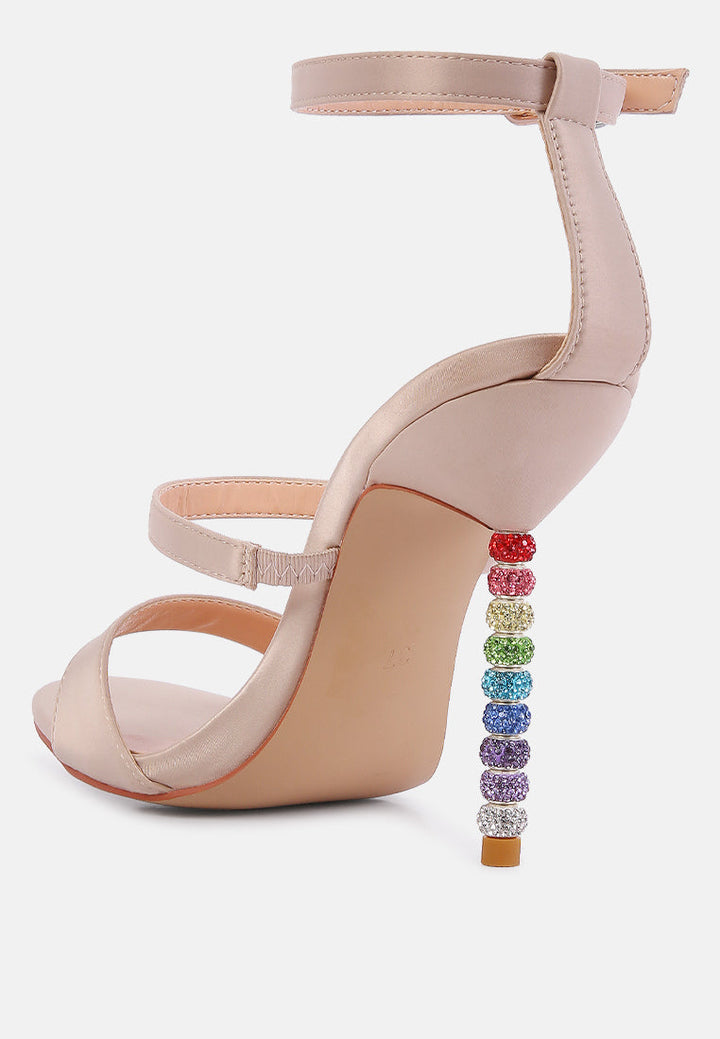 lawsuit rhinestone ball heel satin sandals by ruw#color_beige