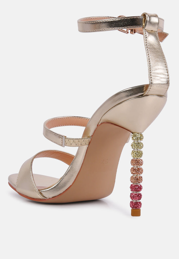 lawsuit rhinestone ball heel satin sandals by ruw#color_gold