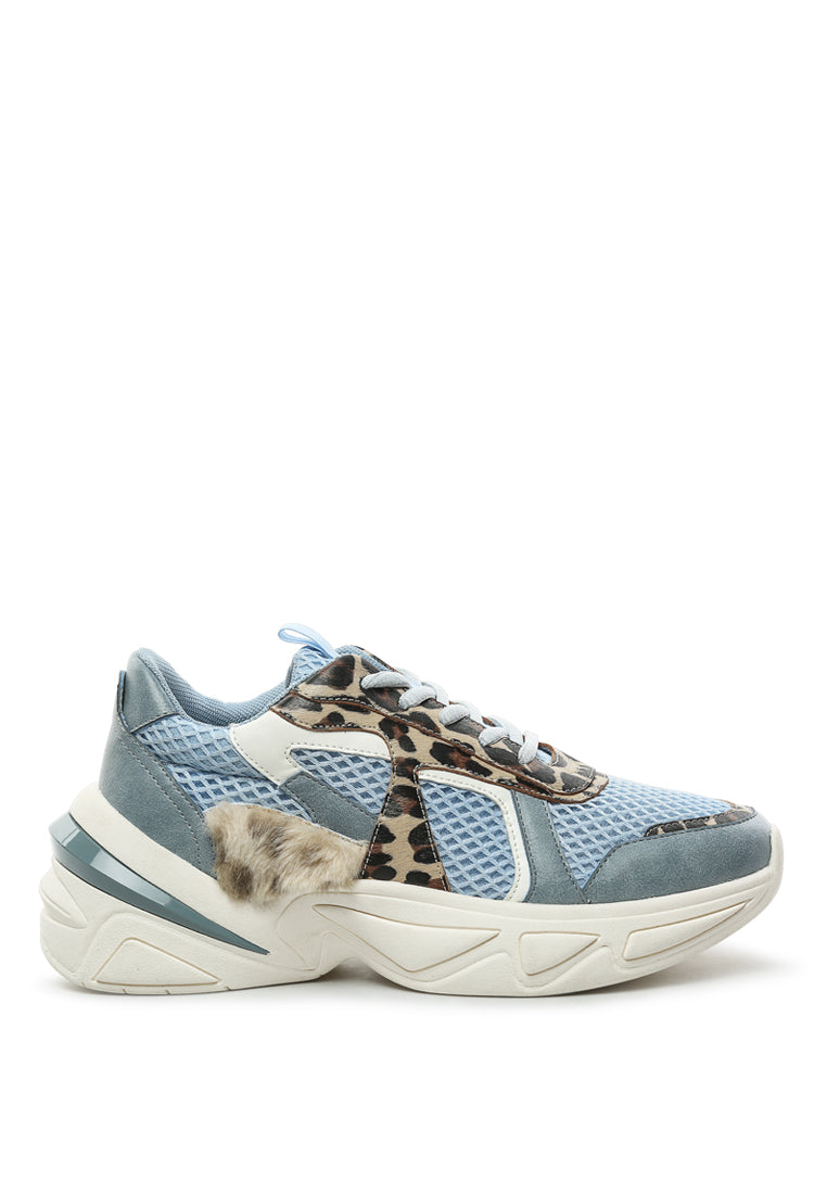 beasty fur detail chunky trainers#color_blue