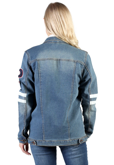 denim jacket with patch graphic detail#color_light-blue