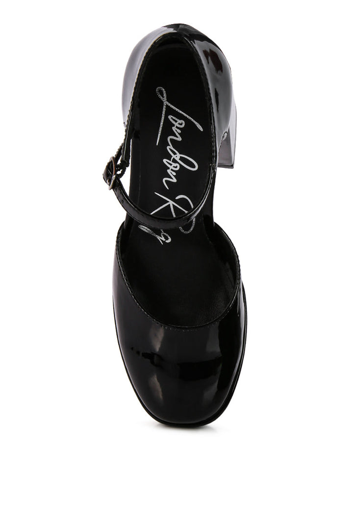 magnolia patent pu high heeled mary jane sandals#color_black