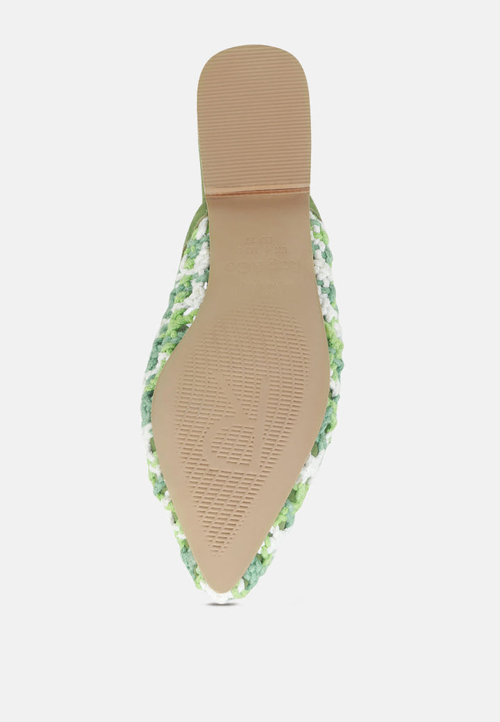 mariana woven flat mules with tassels#color_green