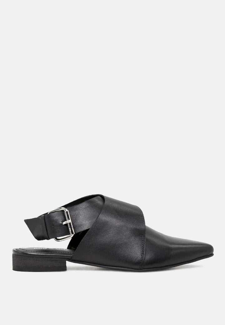 mariko leather mules with buckle closure#color_black
