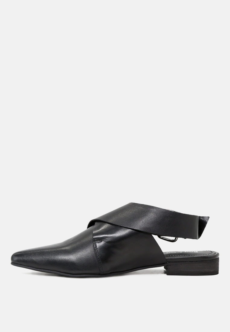 mariko leather mules with buckle closure#color_black