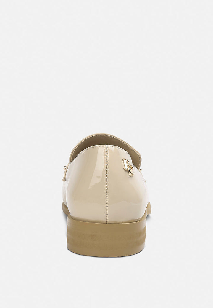 meanbabe semicasual stud detail patent loafers by ruw#color_beige