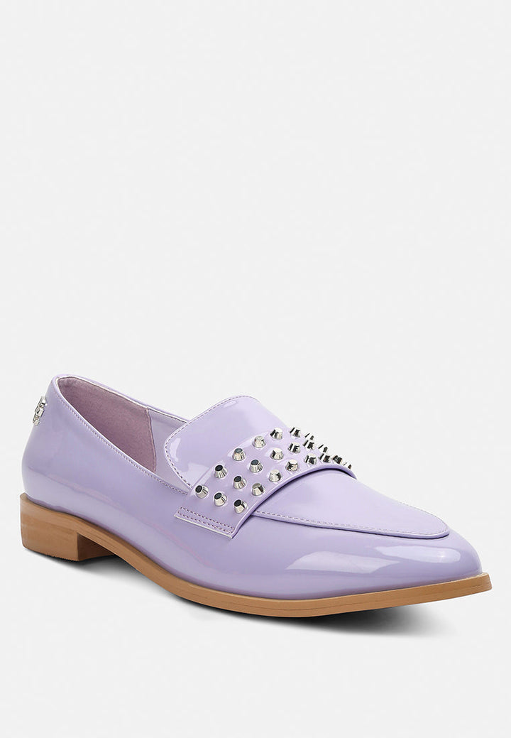 meanbabe semicasual stud detail patent loafers by ruw#color_lilac