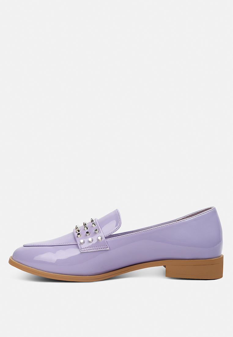 meanbabe semicasual stud detail patent loafers#color_lilac