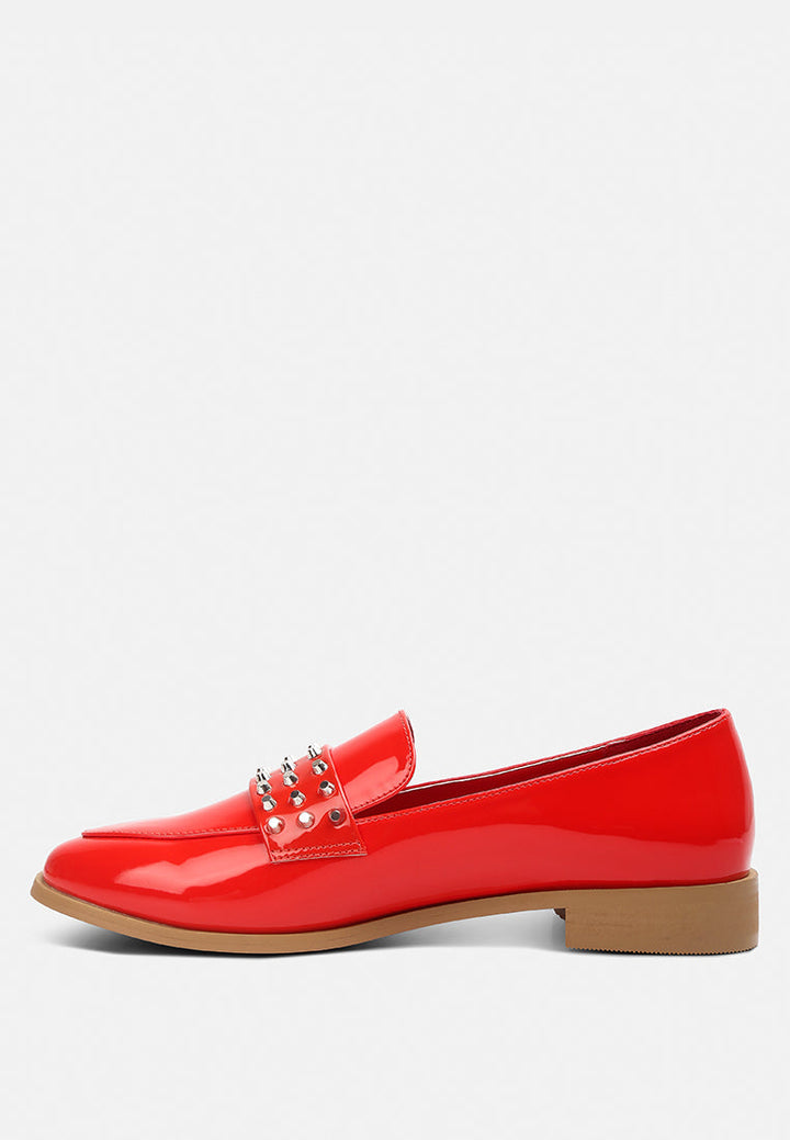 meanbabe semicasual stud detail patent loafers by ruw#color_red