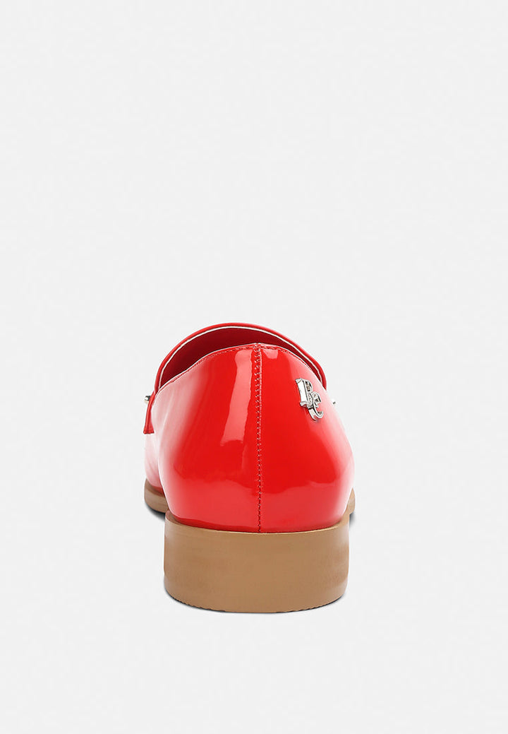 meanbabe semicasual stud detail patent loafers#color_red