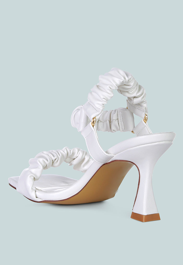 merker ruched spool heel casual sandals#color_white