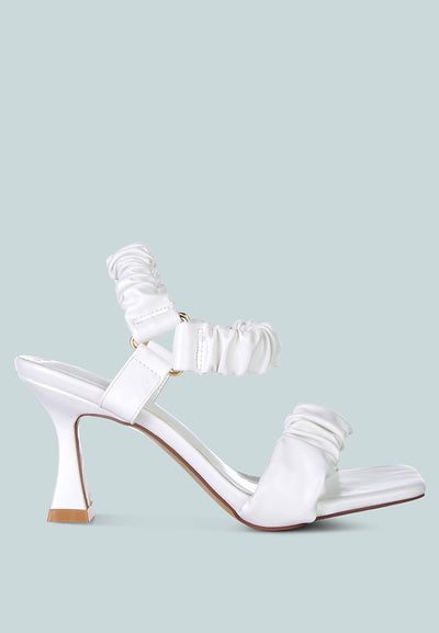 merker ruched spool heel casual sandals#color_white