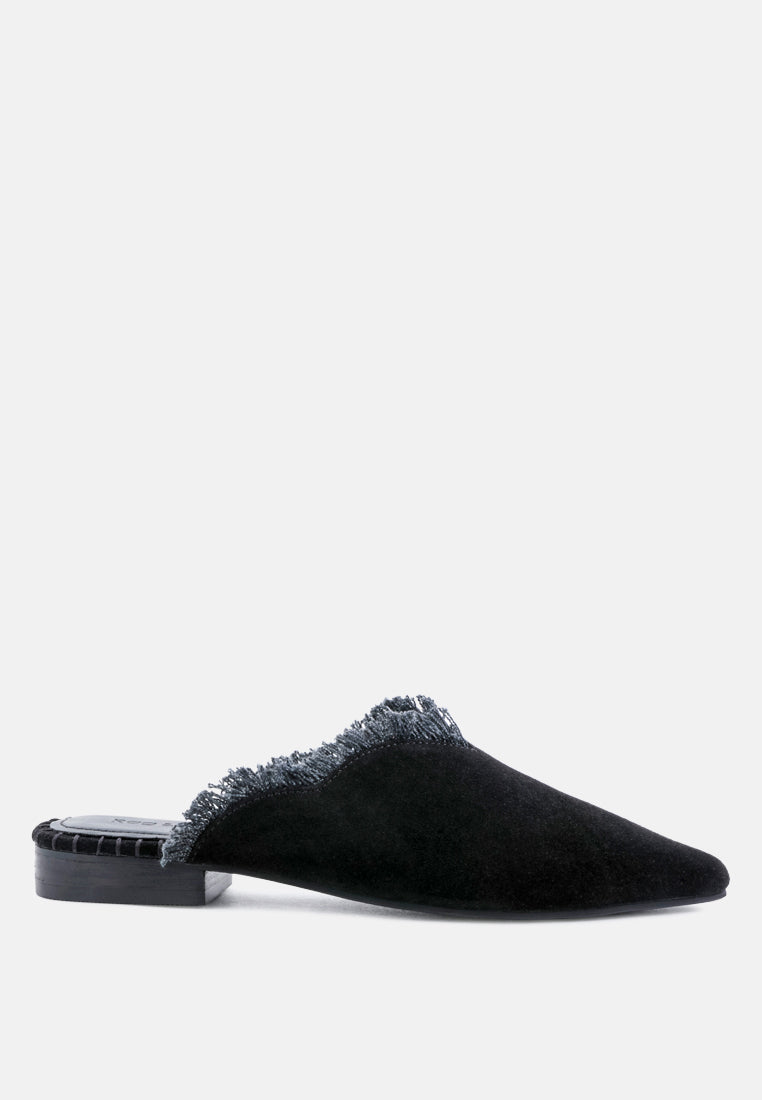 molly frayed leather mules#color_black