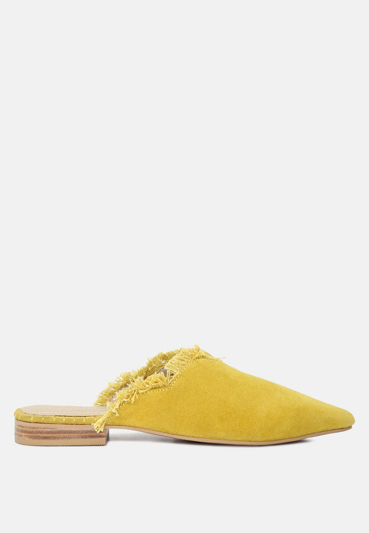 molly frayed leather mules#color_mustard