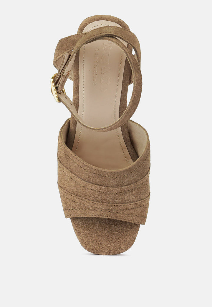 mon-beau fine suede block heeled sandal by ruw#color_tan