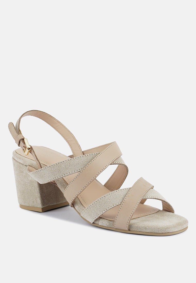 mon-lapin mid heeled block leather sandal by ruw#color_nude