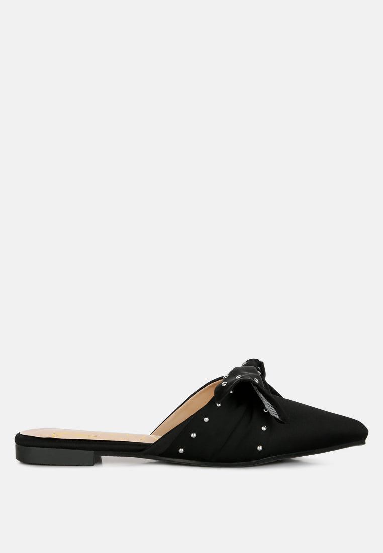 makeover studded bow flat mules by ruw#color_black