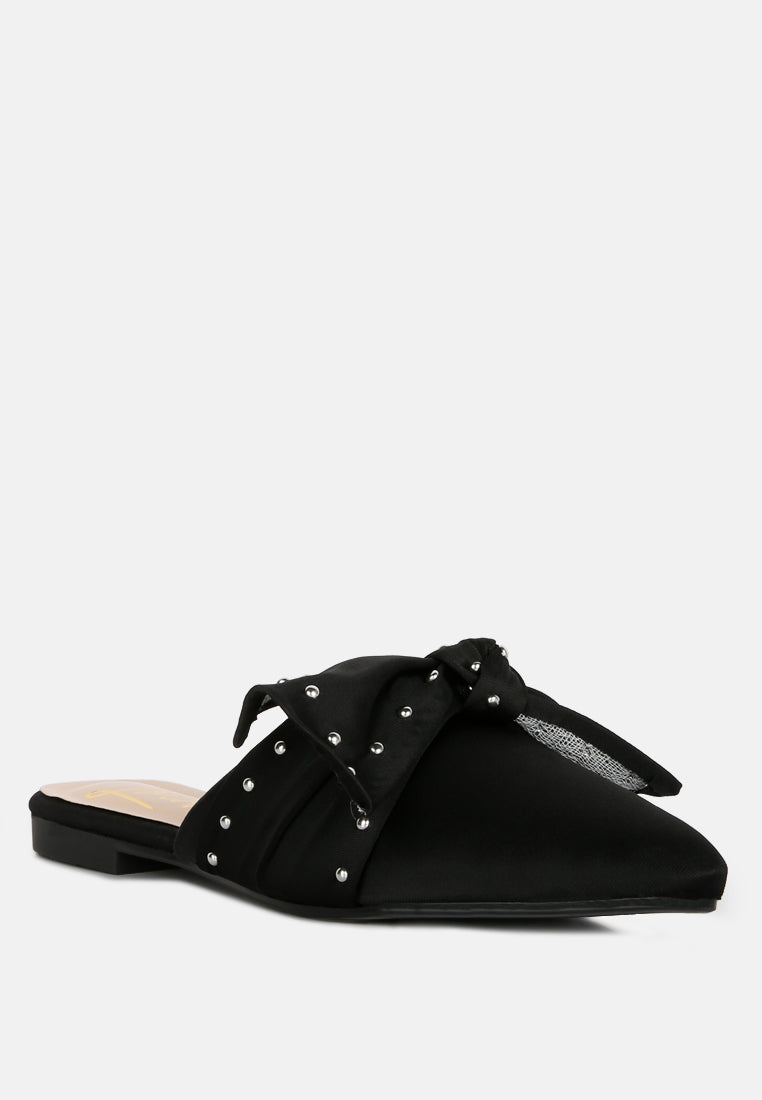 makeover studded bow flat mules by ruw#color_black