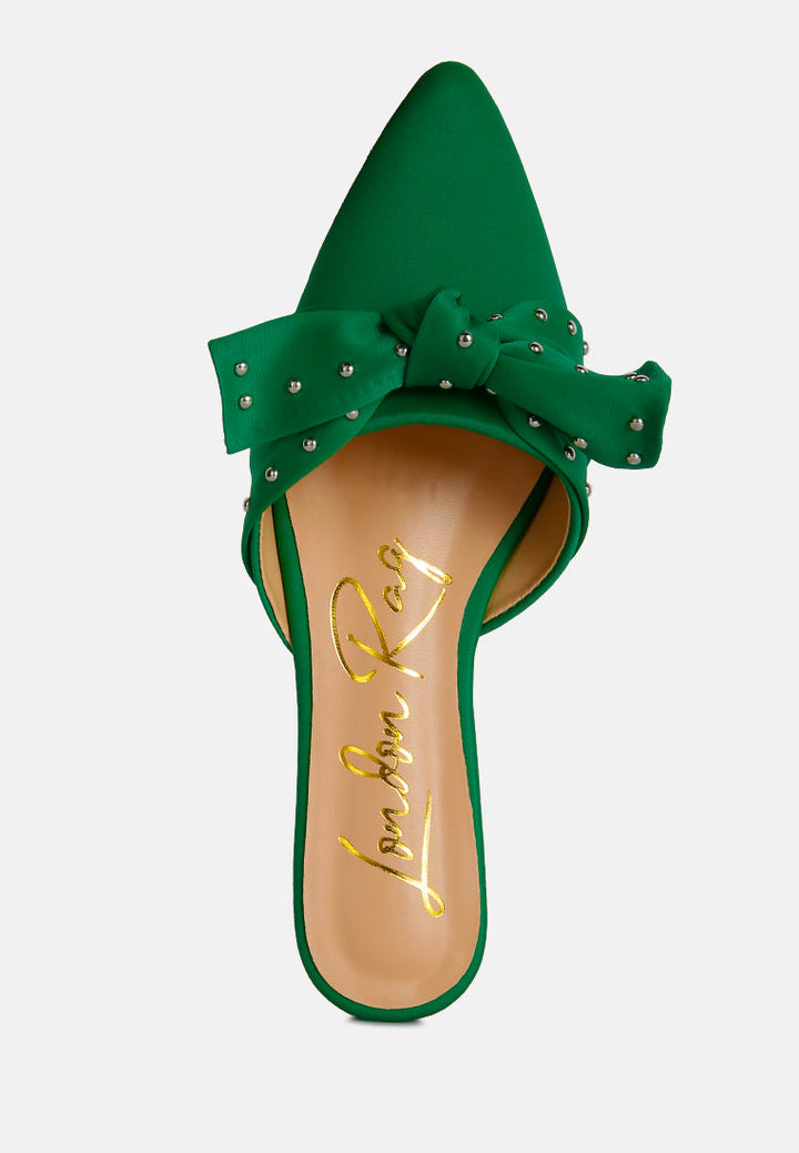 makeover studded bow flat mules by ruw#color_green