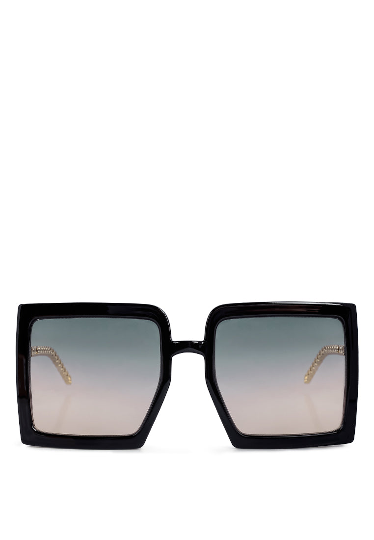 metail square sunglasses#color_black-green