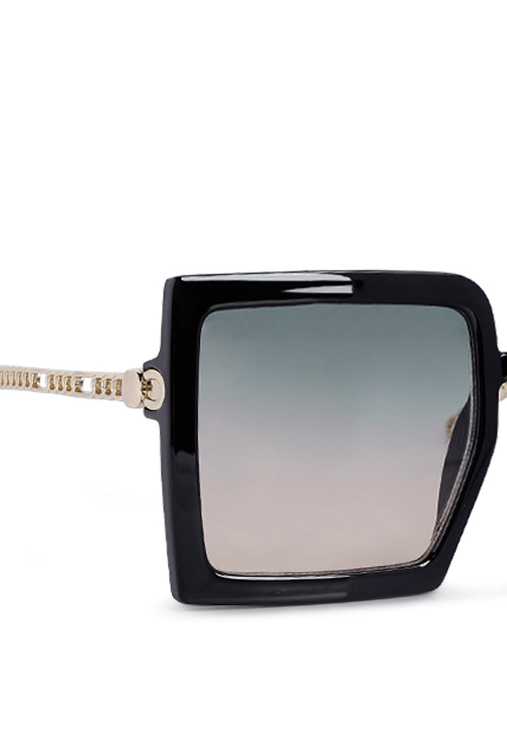 metail square sunglasses#color_black-green