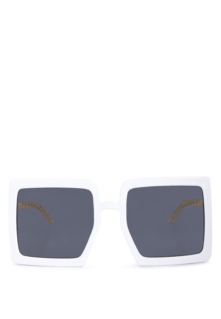 metail square sunglasses#color_white-grey