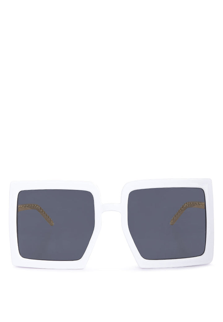 metail square sunglasses#color_white-grey