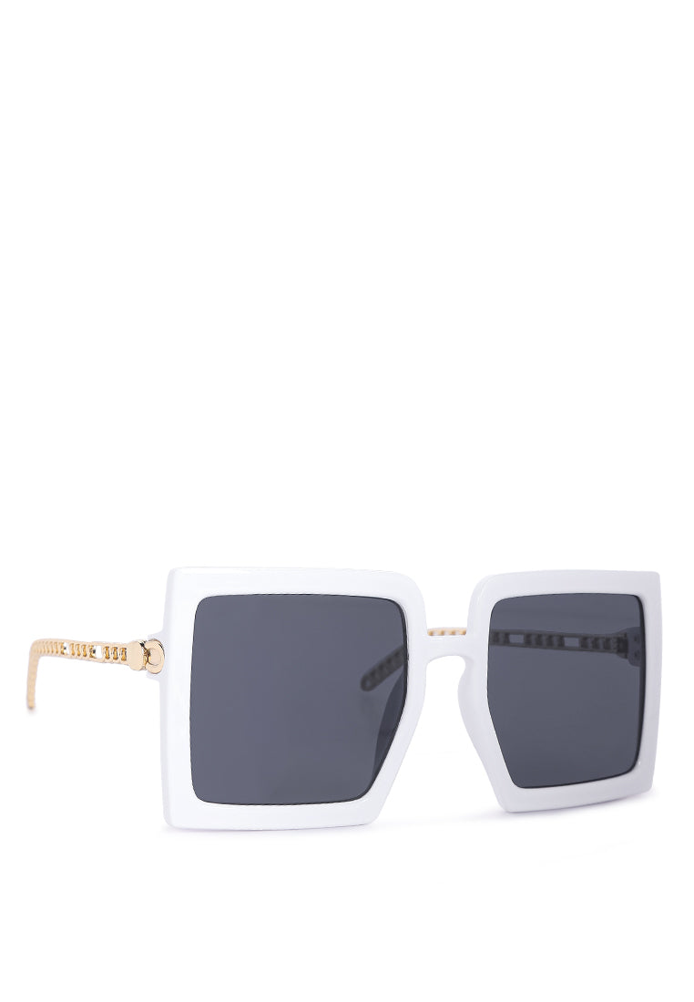 metail square sunglasses#color_white-grey