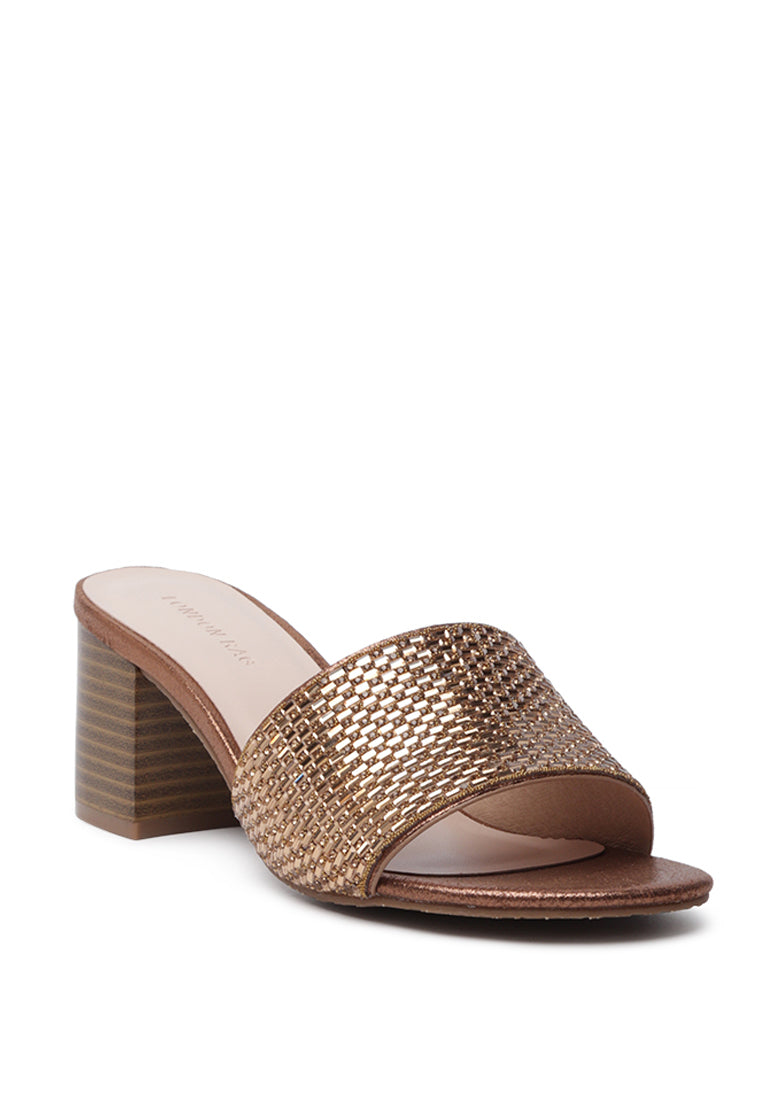 canisa metallic block heeled sandals#color_dark-brown