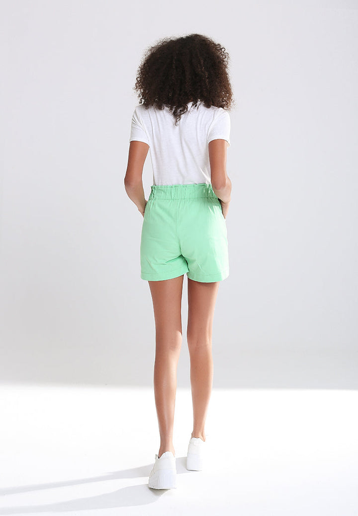 wide elastic waist shorts#color_mint-green