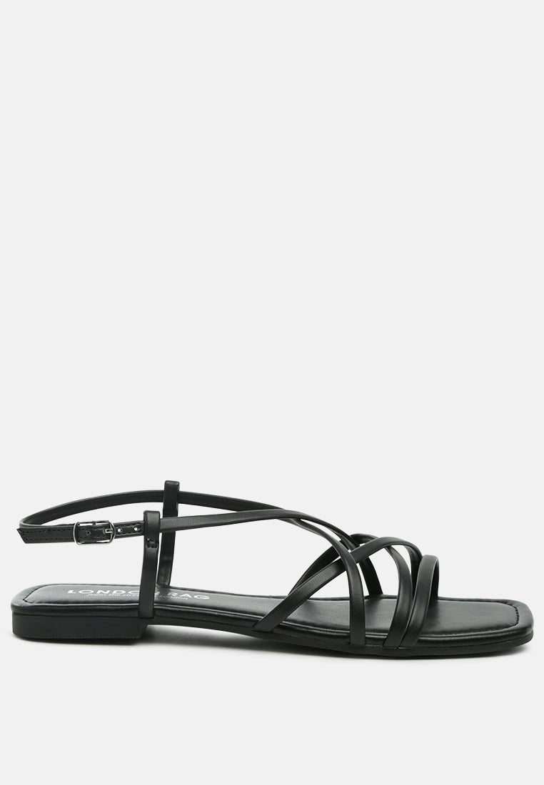 petal molly cuddles cross strap detail flat sandals by ruw#color_black