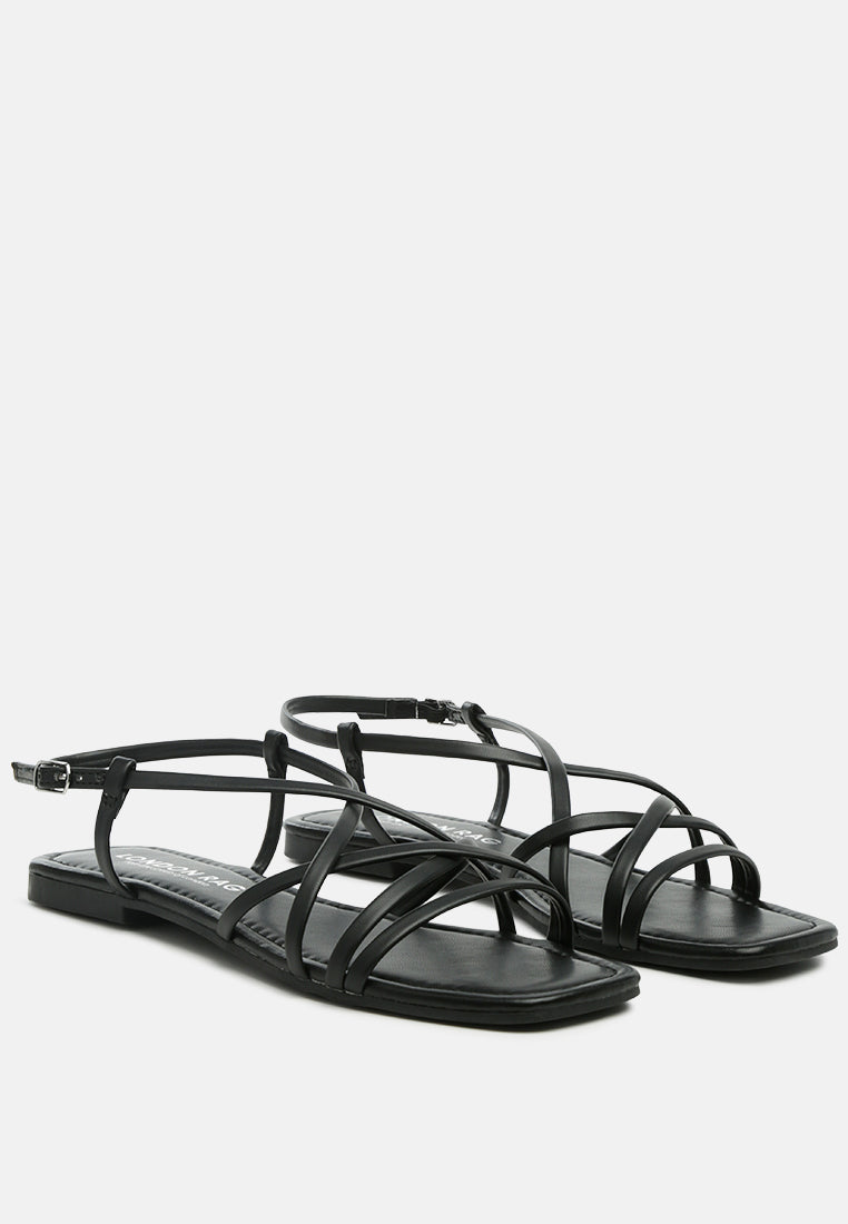 petal molly cuddles cross strap detail flat sandals by ruw#color_black
