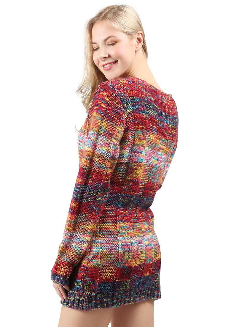 textured multi color sweater#color_multi