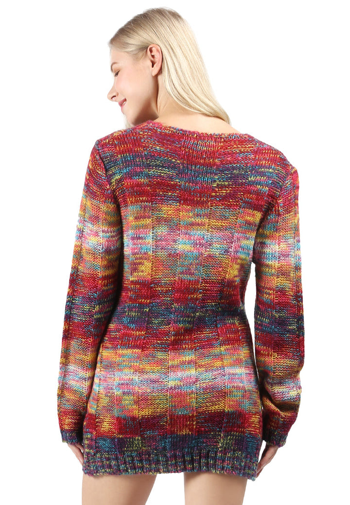 textured multi color sweater#color_multi