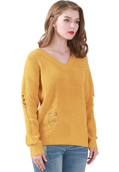 full sleeve ribbed knit sweater#color_yellow