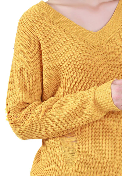 full sleeve ribbed knit sweater#color_yellow