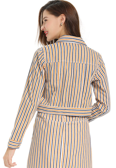 striped cropped jacket#color_mustard