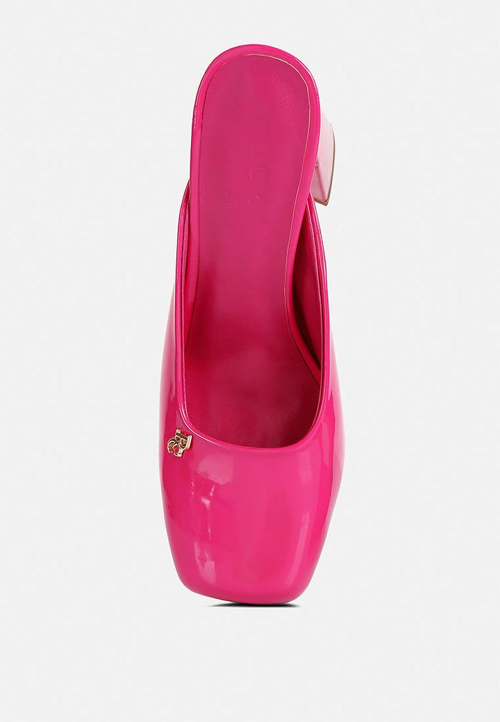 neoplast patent pu block heeled mules by ruw#color_pink