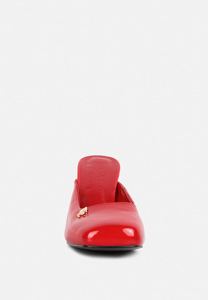 neoplast patent pu block heeled mules by ruw#color_red