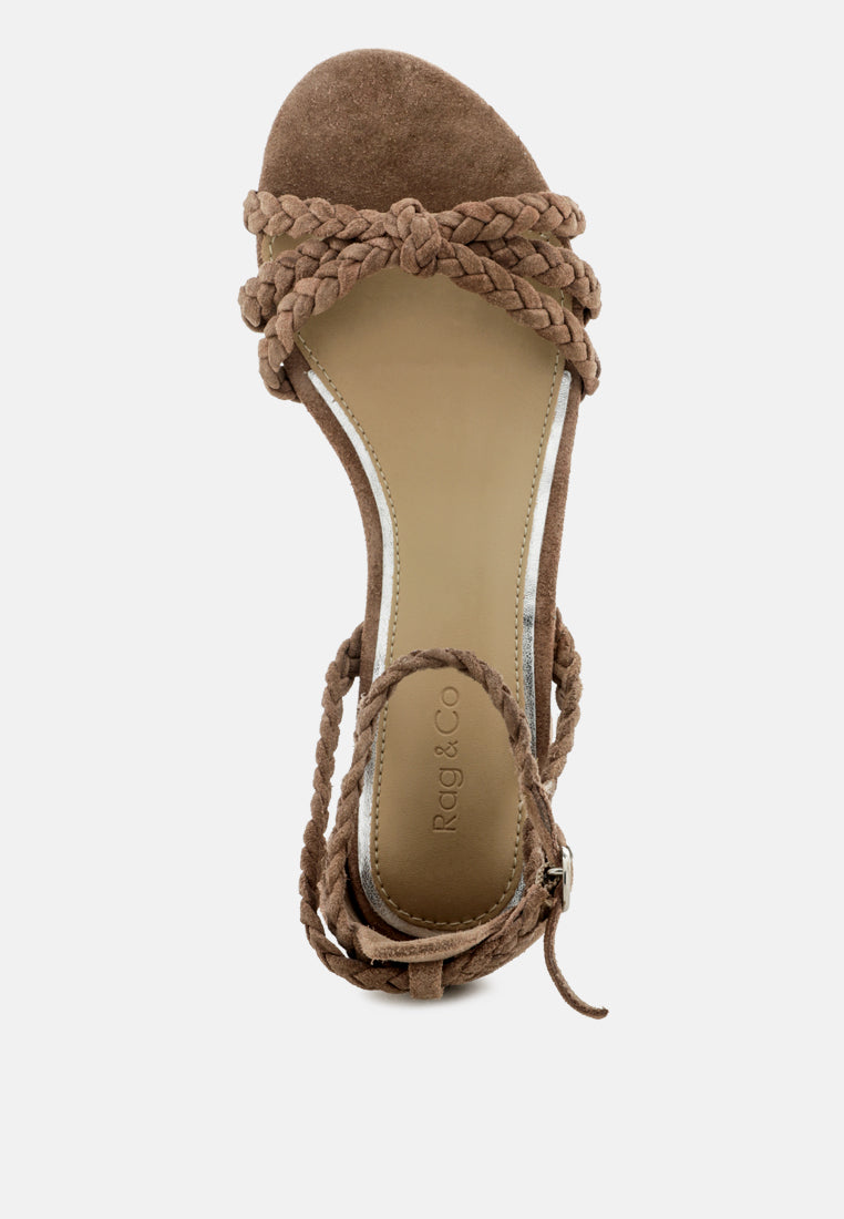 nicola braided leather block heel sandal by ruw#color_taupe