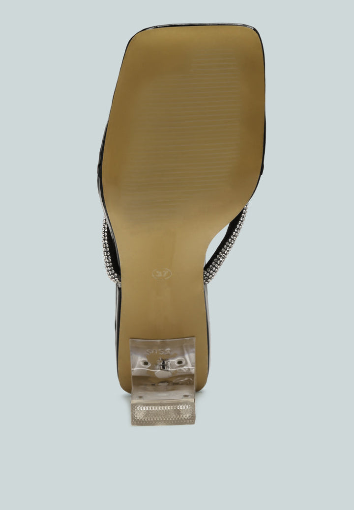 litchi rhinestone embellished strap sandals by ruw#color_black