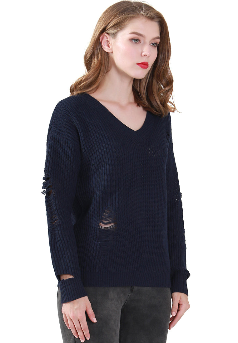 full sleeve ribbed knit sweater#color_navy