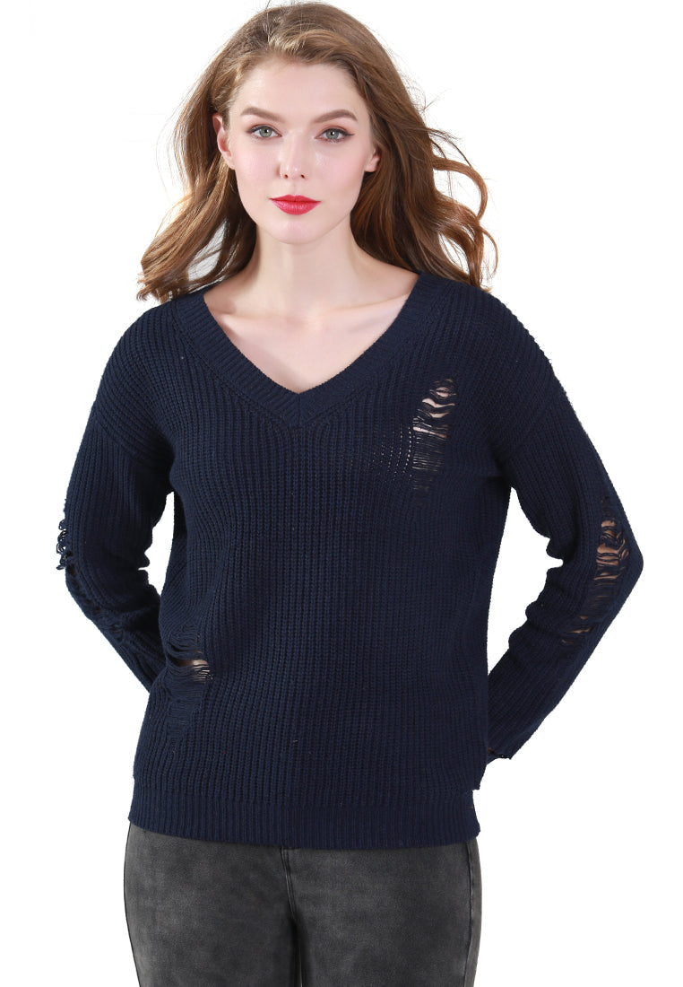 full sleeve ribbed knit sweater#color_navy