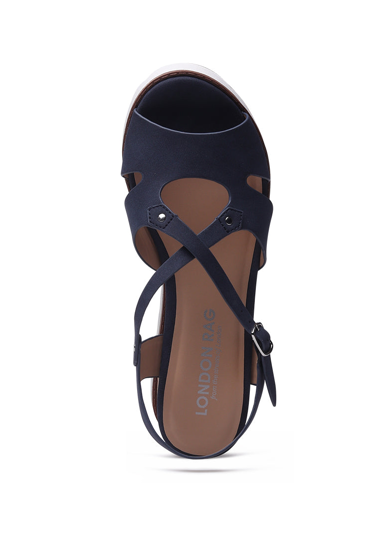 eldora cork wedge sandals#color_navy