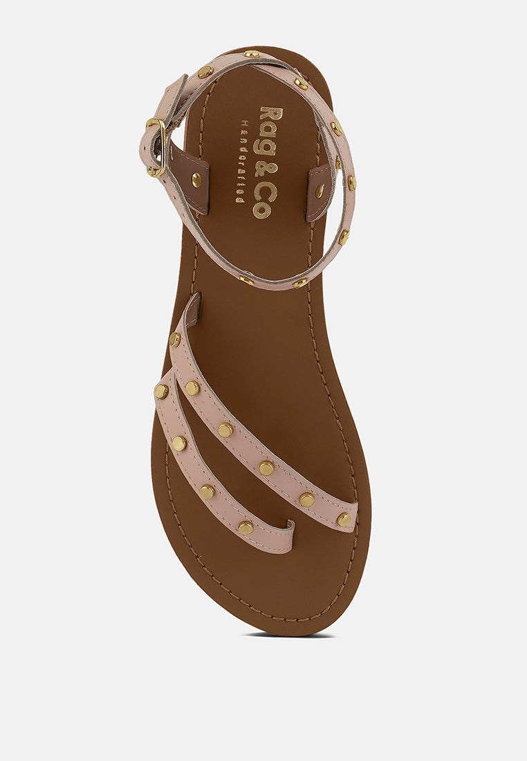 oprah studs embellished flat sandals#color_beige