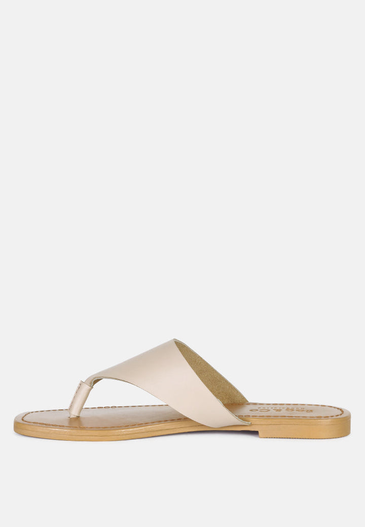 orofer soft leather luxury thong flats by ruw#color_latte