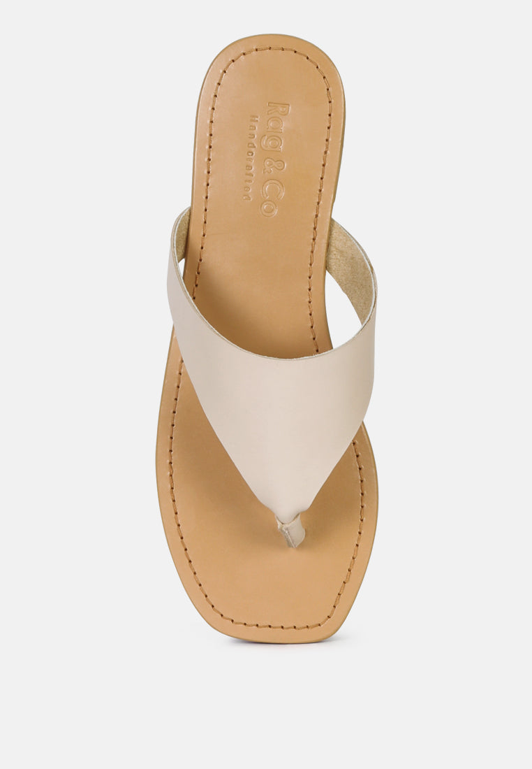 orofer soft leather luxury thong flats#color_latte