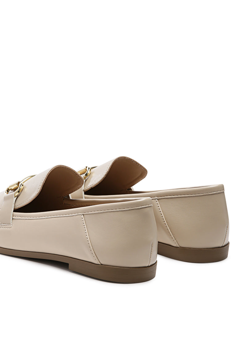 tahiti metallic gold buckle loafers#color_beige